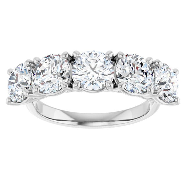 Platinum Round Lab-Grown Diamond Five-Stone Anniversary Band – 1/3–4 CTW - view 3