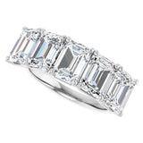 10K Gold Emerald Natural Diamond Five-Stone Anniversary Band – 1 3/4–5 CTW - White Gold - view 5