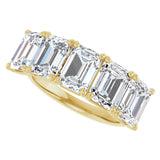 10K Gold Emerald Lab-Grown Diamond Five-Stone Anniversary Band – 1 5/8–5 CTW - Yellow Gold - view 5