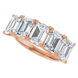 10K Gold Emerald Natural Diamond Five-Stone Anniversary Band – 1 3/4–5 CTW - Rose Gold - view 5