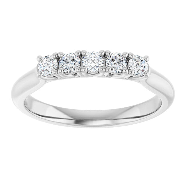 10K Gold Round Lab-Grown Diamond Five-Stone Anniversary Band – 1/6–3/4 CTW - White Gold - view 3