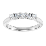 10K Gold Round Natural Diamond Five-Stone Anniversary Band – 1/3–3/4 CTW - White Gold - view 3