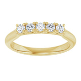 10K Gold Round Natural Diamond Five-Stone Anniversary Band – 1/3–3/4 CTW - Yellow Gold - view 3