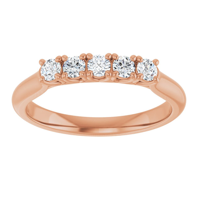 10K Gold Round Lab-Grown Diamond Five-Stone Anniversary Band – 1/6–3/4 CTW - Rose Gold - view 3