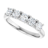 10K Gold Round Natural Diamond Five-Stone Anniversary Band – 1/3–3/4 CTW - White Gold - view 5