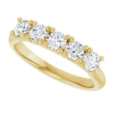 10K Gold Round Natural Diamond Five-Stone Anniversary Band – 1/3–3/4 CTW - Yellow Gold - view 5