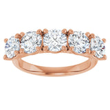 10K Gold Round Lab-Grown Diamond Five-Stone Anniversary Band – 1–2 1/2 CTW - Rose Gold - view 3