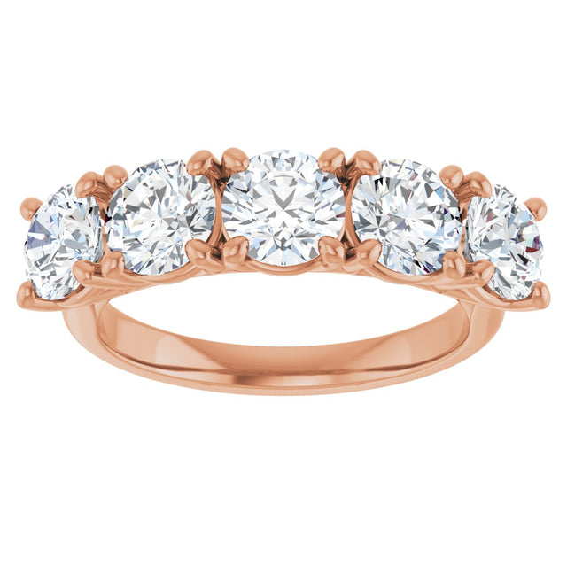 10K Gold Round Lab-Grown Diamond Five-Stone Anniversary Band – 1–2 1/2 CTW - Rose Gold - view 3