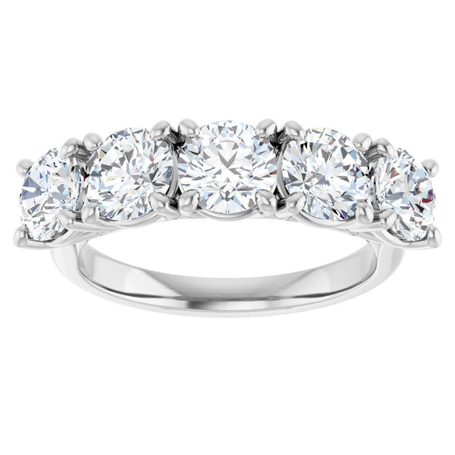 Platinum Round Lab-Grown Diamond Five-Stone Anniversary Band – 1/3–4 CTW - view 3