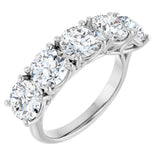 10K Gold Round Natural Diamond Five-Stone Anniversary Band – 3 1/6–4 1/4 CTW - White Gold