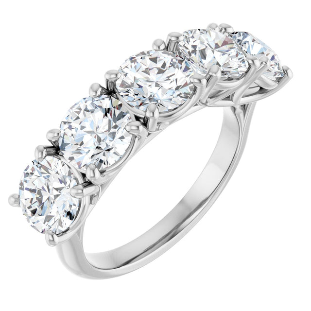 10K Gold Round Natural Diamond Five-Stone Anniversary Band – 3 1/6–4 1/4 CTW - White Gold