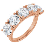 14K Gold Round Natural Diamond Five-Stone Anniversary Band – 6 mm Stones - Rose Gold