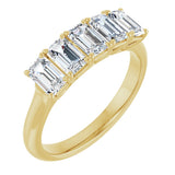 14K Gold Emerald Lab-Grown Diamond Five-Stone Anniversary Band – 1 1/2–5 CTW - Yellow Gold