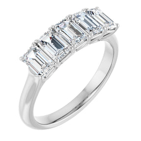 Platinum Emerald Natural Diamond Five-Stone Anniversary Band – 1 7/8–5 CTW