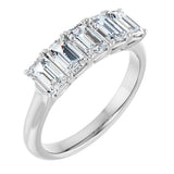 14K Gold Emerald Lab-Grown Diamond Five-Stone Anniversary Band – 1 1/2–5 CTW - White Gold