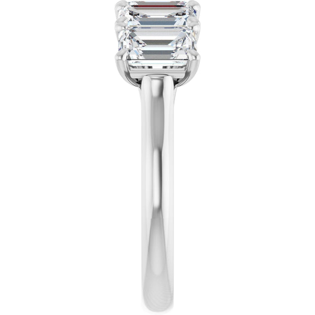 10K Gold Emerald Lab-Grown Diamond Five-Stone Anniversary Band – 1 5/8–5 CTW - White Gold - view 4