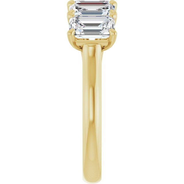 10K Gold Emerald Natural Diamond Five-Stone Anniversary Band – 1 3/4–5 CTW - Yellow Gold - view 4