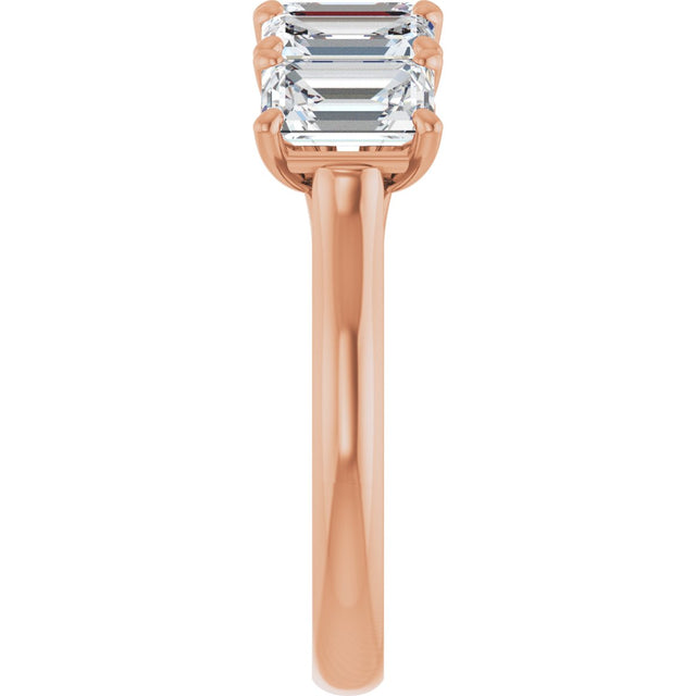 10K Gold Emerald Lab-Grown Diamond Five-Stone Anniversary Band – 1 5/8–5 CTW - Rose Gold - view 4