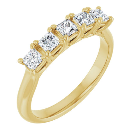 10K Gold Square Lab-Grown Diamond Five-Stone Anniversary Band – 1/2–1 9/10 CTW - Yellow Gold