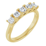 14K Gold Square Lab-Grown Diamond Five-Stone Anniversary Band – 1/2–1 1/2 CTW - Yellow Gold