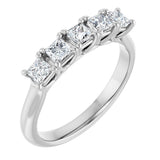 14K Gold Square Lab-Grown Diamond Five-Stone Anniversary Band – 1/2–1 1/2 CTW - White Gold