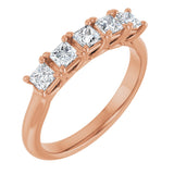 14K Gold Square Lab-Grown Diamond Five-Stone Anniversary Band – 1/2–1 1/2 CTW - Rose Gold