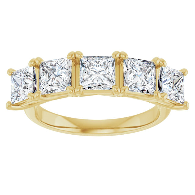 10K Gold Square Lab-Grown Diamond Five-Stone Anniversary Band – 2–7 CTW - Yellow Gold - view 3
