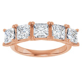 10K Gold Square Lab-Grown Diamond Five-Stone Anniversary Band – 2–7 CTW - Rose Gold - view 3