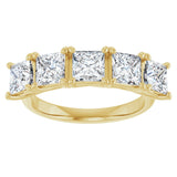 14K Gold Square Lab-Grown Diamond Five-Stone Anniversary Band – 1 9/10–7 CTW - Yellow Gold - view 3