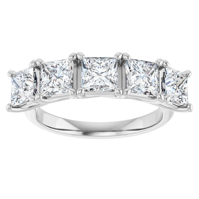 Platinum Square Lab-Grown Diamond Five-Stone Anniversary Band – 1/2–7 CTW - view 3