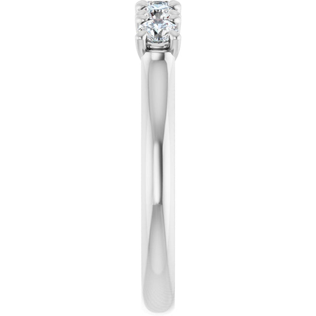 10K Gold Round Natural Diamond Five-Stone Anniversary Band – 1/3–3/4 CTW - White Gold - view 4