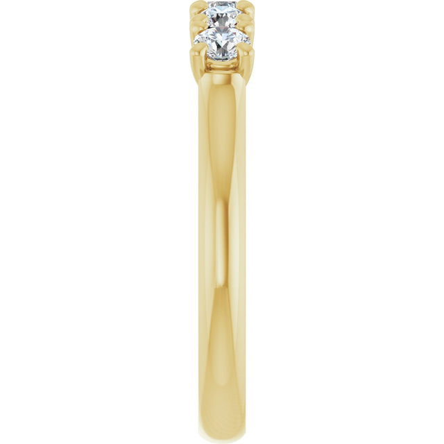 10K Gold Round Natural Diamond Five-Stone Anniversary Band – 1/3–3/4 CTW - Yellow Gold - view 4