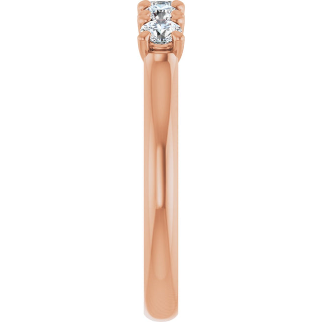 10K Gold Round Lab-Grown Diamond Five-Stone Anniversary Band – 1/6–3/4 CTW - Rose Gold - view 4