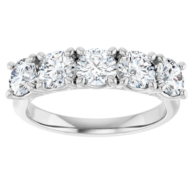 10K Gold Round Natural Diamond Five-Stone Anniversary Band – 1–2 5/8 CTW - White Gold - view 3