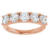 10K Gold Round Lab-Grown Diamond Five-Stone Anniversary Band – 1–2 1/2 CTW - Rose Gold - view 3