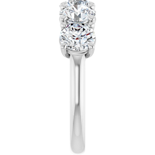 10K Gold Round Lab-Grown Diamond Five-Stone Anniversary Band – 2 5/8–4 CTW - White Gold - view 4