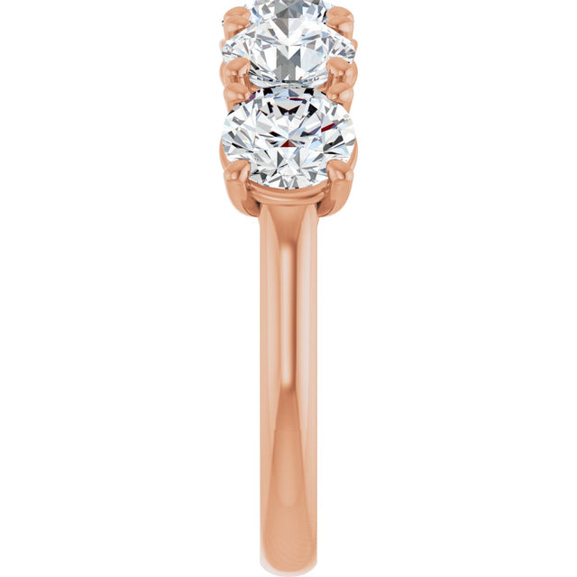 10K Gold Round Natural Diamond Five-Stone Anniversary Band – 3 1/6–4 1/4 CTW - Rose Gold - view 4