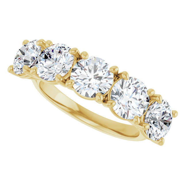 10K Gold Round Lab-Grown Diamond Five-Stone Anniversary Band – 2 5/8–4 CTW - Yellow Gold - view 5