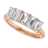 10K Gold Emerald Natural Diamond Five-Stone Anniversary Band – 1 3/4–5 CTW - Rose Gold - view 5