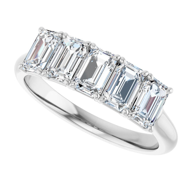 Platinum Emerald Natural Diamond Five-Stone Anniversary Band – 1 7/8–5 CTW - view 5