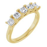 10K Gold Square Natural Diamond Five-Stone Anniversary Band – 1/2–1 1/2 CTW - Yellow Gold
