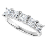 10K Gold Square Lab-Grown Diamond Five-Stone Anniversary Band – 1/2–1 9/10 CTW - White Gold - view 5