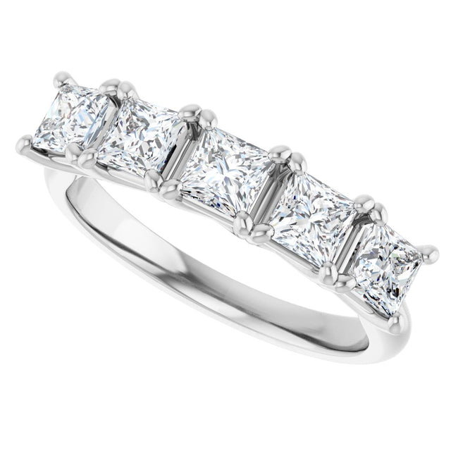 10K Gold Square Lab-Grown Diamond Five-Stone Anniversary Band – 1/2–1 9/10 CTW - White Gold - view 5