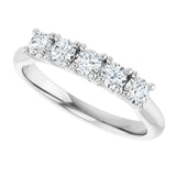 10K Gold Round Natural Diamond Five-Stone Anniversary Band – 1/3–3/4 CTW - White Gold - view 5