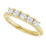 10K Gold Round Natural Diamond Five-Stone Anniversary Band – 1/3–3/4 CTW - Yellow Gold - view 5