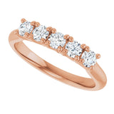 10K Gold Round Natural Diamond Five-Stone Anniversary Band – 1/3–3/4 CTW - Rose Gold - view 5