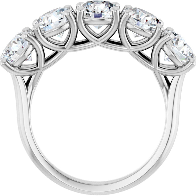 10K Gold Round Natural Diamond Five-Stone Anniversary Band – 3 1/6–4 1/4 CTW - White Gold - view 2
