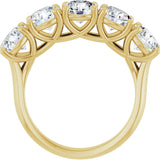 10K Gold Round Natural Diamond Five-Stone Anniversary Band – 3 1/6–4 1/4 CTW - Yellow Gold - view 2