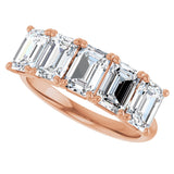 10K Gold Emerald Natural Diamond Five-Stone Anniversary Band – 1 3/4–5 CTW - Rose Gold - view 5