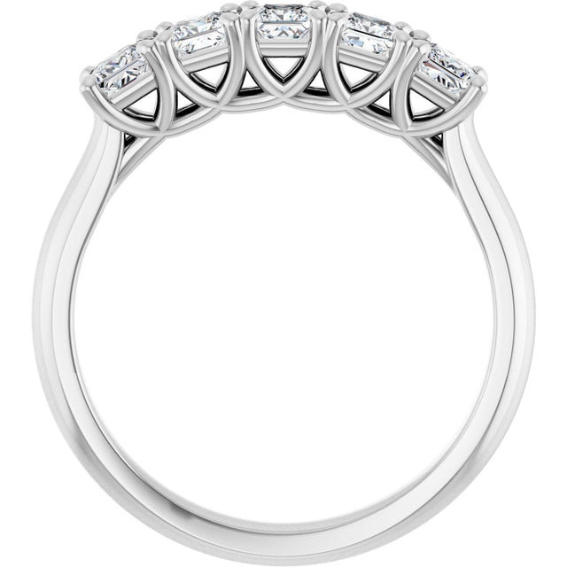 10K Gold Square Lab-Grown Diamond Five-Stone Anniversary Band – 1/2–1 9/10 CTW - White Gold - view 2
